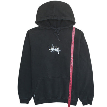 Stussy Men's Black Pullover Logo Hoodie Size M Fleece