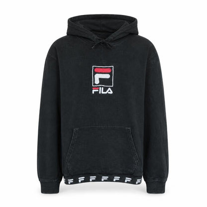 Fila Men Black Pullover Hoodie Fleece Logo Medium Sportswear