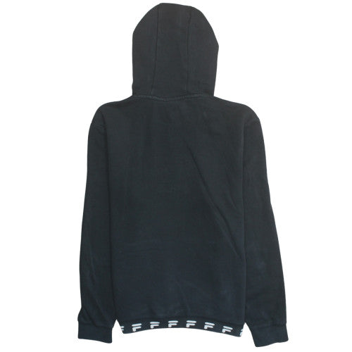 FILA Men Black Pullover Hoodie Fleece Logo Medium Sportswear