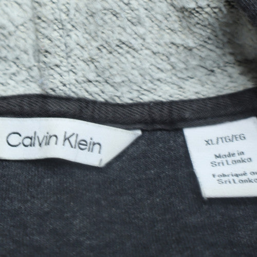 Calvin Klein Men's Grey XL Full Zip Hoodie with Logo Design