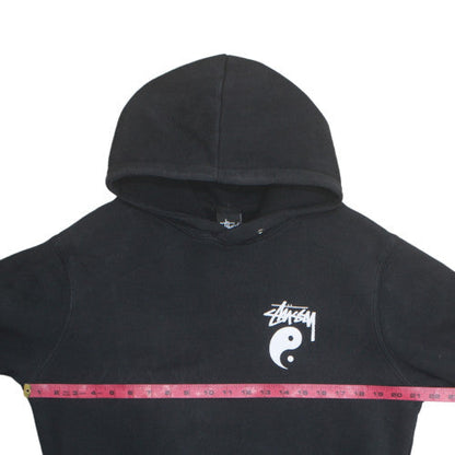 Stussy Men's Black Large Pullover Hoodie Yin Yang Logo Sweatshirt