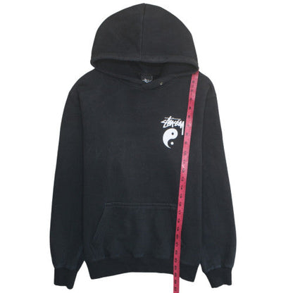 Stussy Men's Black Large Pullover Hoodie Yin Yang Logo Sweatshirt