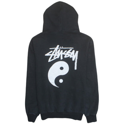 Stussy Men's Black Large Pullover Hoodie Yin Yang Logo Sweatshirt