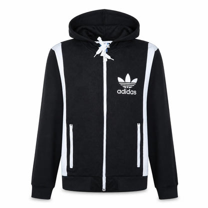 Adidas Mens Black Full Zip Hoodie S Cotton Blend Sportswear