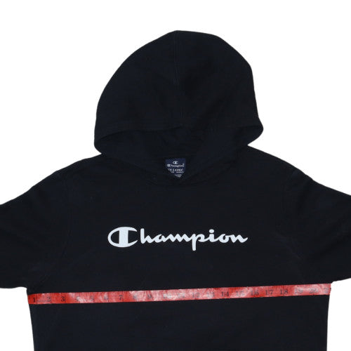 Champion Boys Black 2XL Pullover Hoodie with Logo Print