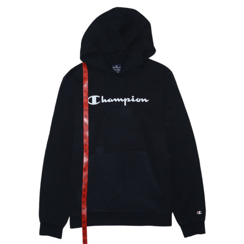 Champion Boys Black 2XL Pullover Hoodie with Logo Print