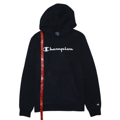Champion Boys Black 2XL Pullover Hoodie with Logo Print