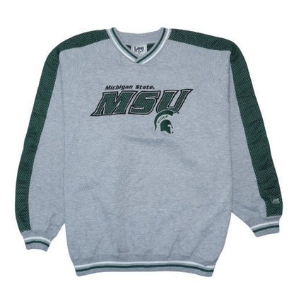 Lee Sport Men's Grey Green Michigan State MSU Sweatshirt XXL Pullover