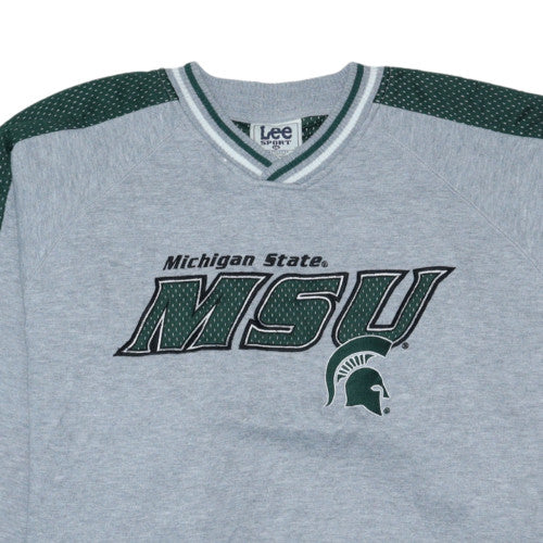 Lee Sport Men's Grey Green Michigan State MSU Sweatshirt XXL Pullover