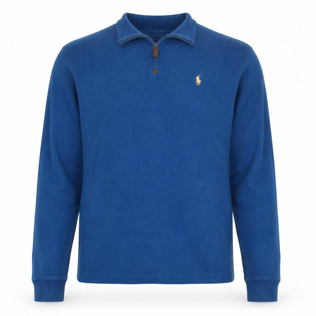 Ralph Lauren Mens Blue Cotton 1/2 Zip Collared Sweatshirt Size M