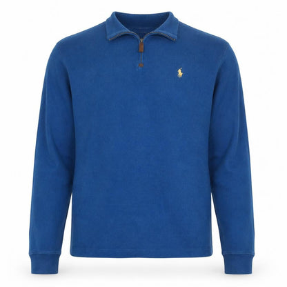 Ralph Lauren Mens Blue Cotton 1/2 Zip Collared Sweatshirt Size M