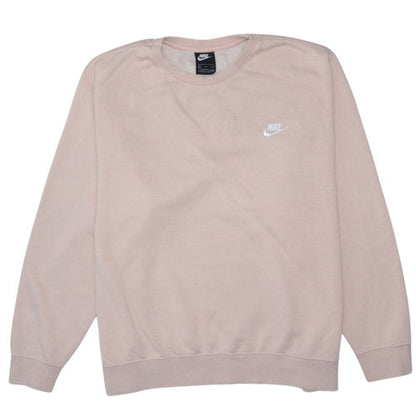 Nike Men’s Beige Logo Pullover Sweatshirt 2XL Crew Neck Regular Fit