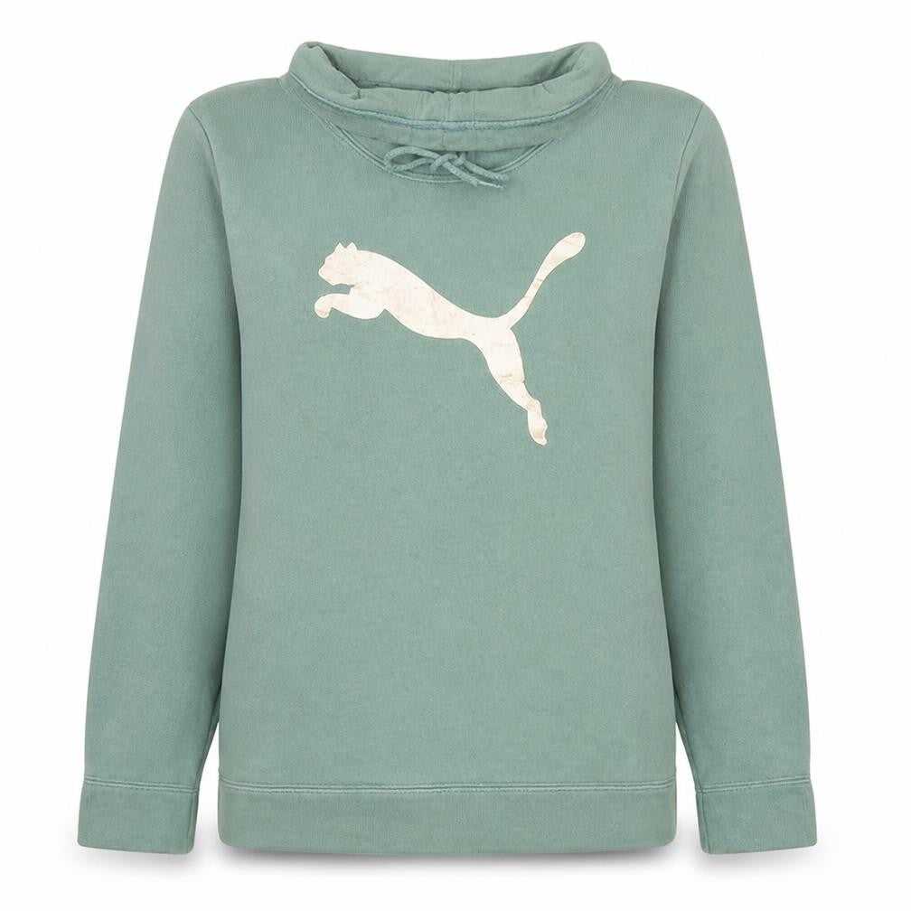 Puma Womens Green Pullover Sweatshirt Size 12 Long Sleeve Logo