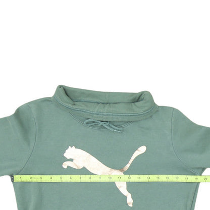 Puma Womens Green Pullover Sweatshirt Size 12 Long Sleeve Logo