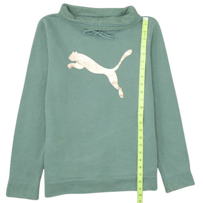 Puma Womens Green Pullover Sweatshirt Size 12 Long Sleeve Logo