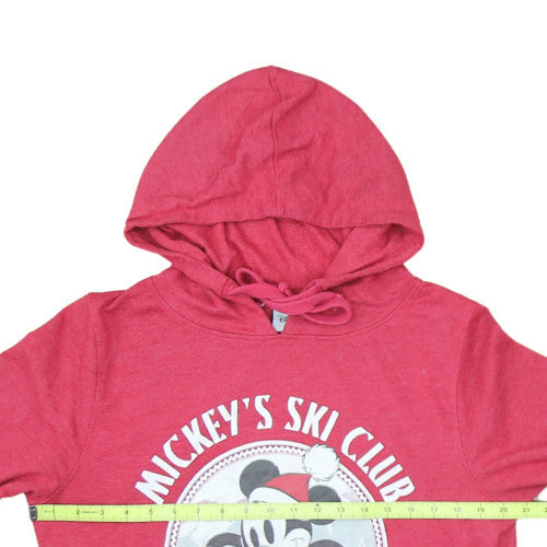 Disney Womens Red Mickey's Ski Club Pullover Hoodie Size 14/16