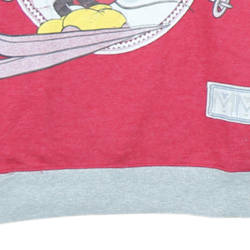 Disney Womens Red Mickey's Ski Club Pullover Hoodie Size 14/16