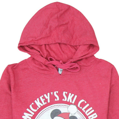 Disney Womens Red Mickey's Ski Club Pullover Hoodie Size 14/16