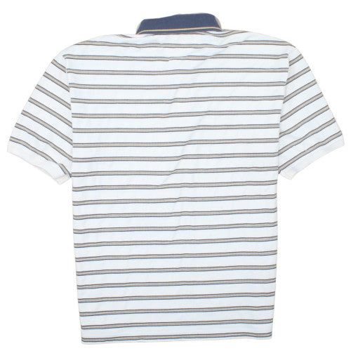 Tommy Hilfiger Men's White Striped Polo Shirt XL 100% Cotton Classic Fit