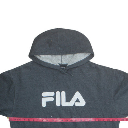 FILA Men's Grey Pullover Hoodie L Regular Fit Graphic Print