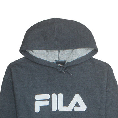 FILA Men's Grey Pullover Hoodie L Regular Fit Graphic Print