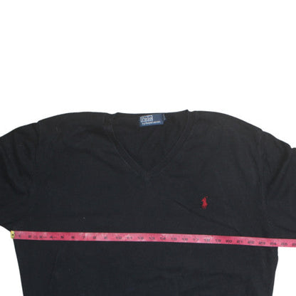 Ralph Lauren Men's Black 2XL Cotton V-Neck Jumper Classic Knitwear