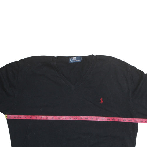 Ralph Lauren Men's Black 2XL Cotton V-Neck Jumper Classic Knitwear