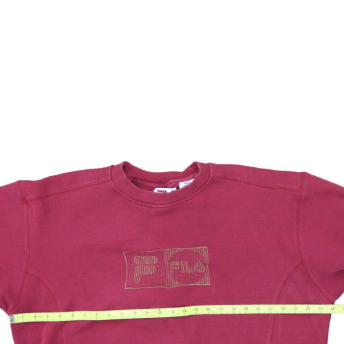 Fila Men's Red Crew Neck Sweatshirt XL Cotton Blend Logo Pullover
