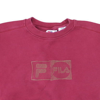 Fila Men's Red Crew Neck Sweatshirt XL Cotton Blend Logo Pullover