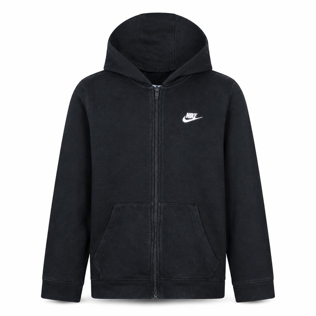 Front view of Nike boys’ black full zip hoodie xl 158-170cm fleece sweatshirt