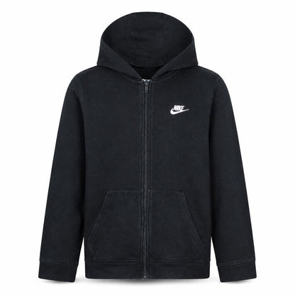 Front view of Nike boys’ black full zip hoodie xl 158-170cm fleece sweatshirt