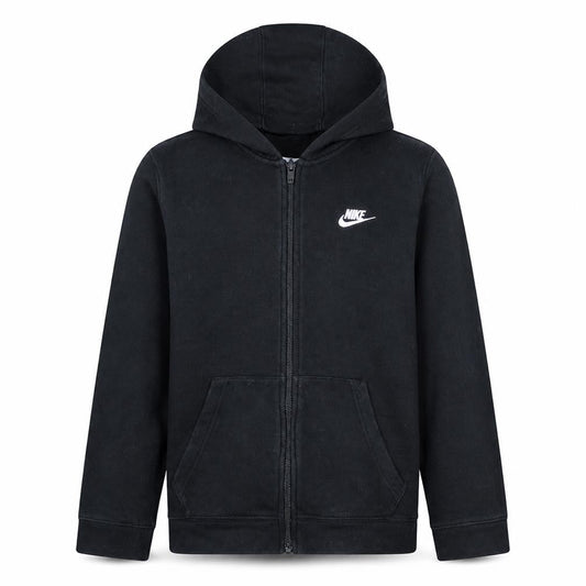Front view of Nike boys’ black full zip hoodie xl 158-170cm fleece sweatshirt
