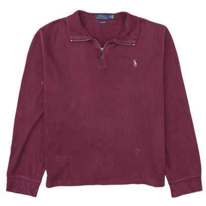 Ralph Lauren Men's Red Cotton 1/2 Zip Collared Top Size M
