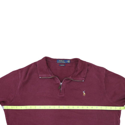 Ralph Lauren Men's Red Cotton 1/2 Zip Collared Top Size M