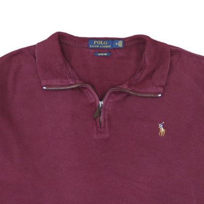 Ralph Lauren Men's Red Cotton 1/2 Zip Collared Top Size M
