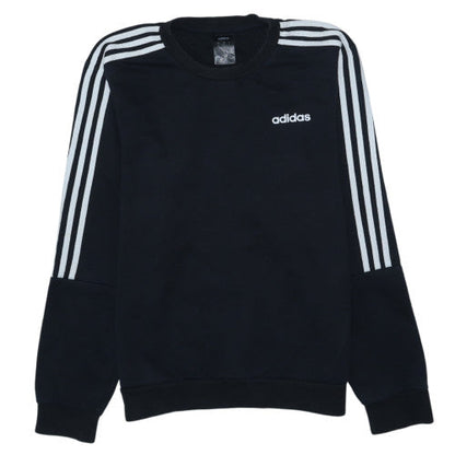 Adidas Mens Black M Crew Neck Pullover Sweatshirt Classic 3-Stripes
