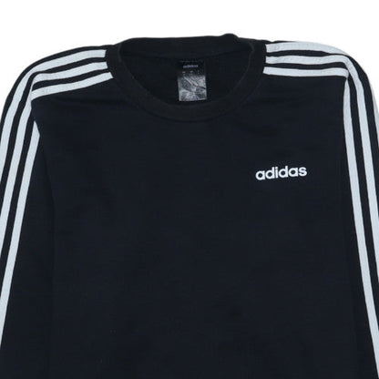 Adidas Mens Black M Crew Neck Pullover Sweatshirt Classic 3-Stripes