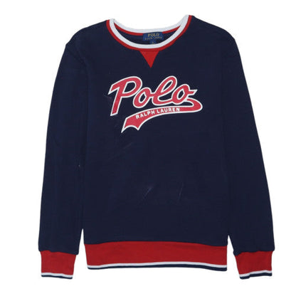 Polo Ralph Lauren Womens Navy Red Crew Neck Cotton Sweatshirt M 10-12