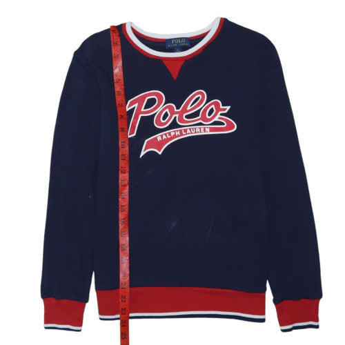 Polo Ralph Lauren Womens Navy Red Crew Neck Cotton Sweatshirt M 10-12