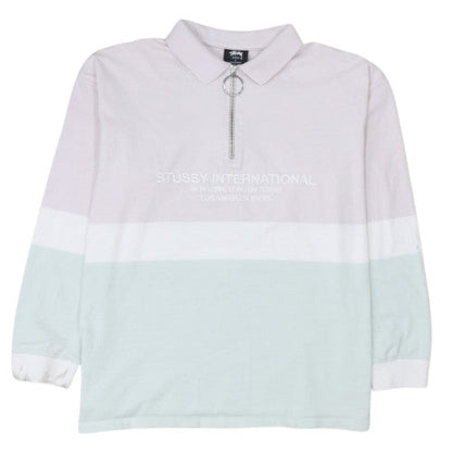 Stussy Women’s Pink Colourblock Half Zip Sweatshirt Size 8 Cotton