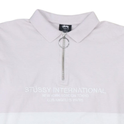 Stussy Women’s Pink Colourblock Half Zip Sweatshirt Size 8 Cotton