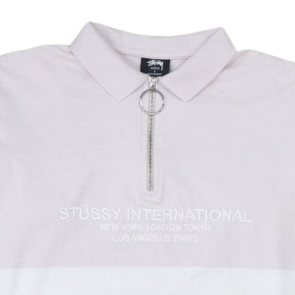 Stussy Women’s Pink Colourblock Half Zip Sweatshirt Size 8 Cotton
