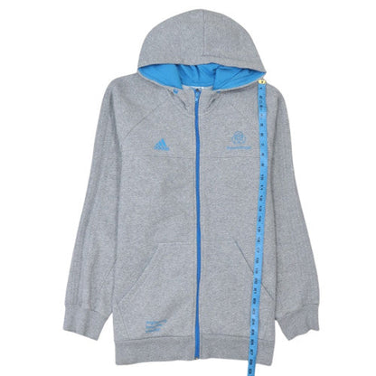 adidas Men Grey Full Zip Hoodie L Sports Fleece Activewear