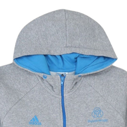adidas Men Grey Full Zip Hoodie L Sports Fleece Activewear