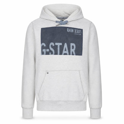 G-Star RAW Men's Grey Pullover Hoodie Size M Graphic Logo Fleece