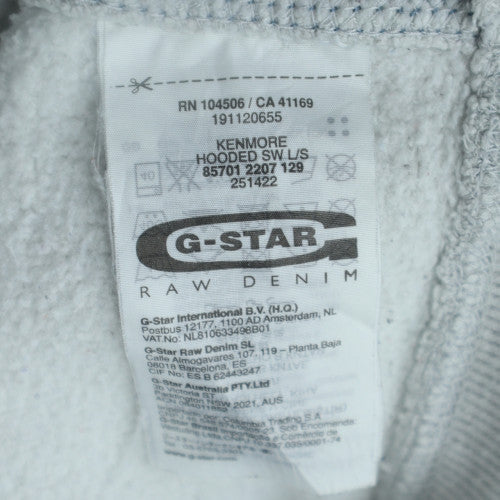 G-Star RAW Men's Grey Pullover Hoodie Size M Graphic Logo Fleece