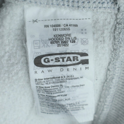 G-Star RAW Men's Grey Pullover Hoodie Size M Graphic Logo Fleece
