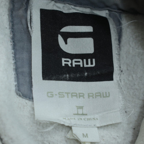G-Star RAW Men's Grey Pullover Hoodie Size M Graphic Logo Fleece