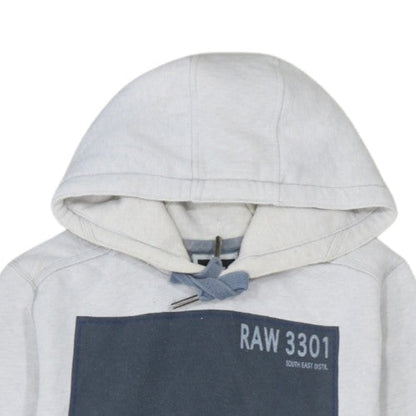 G-Star RAW Men's Grey Pullover Hoodie Size M Graphic Logo Fleece