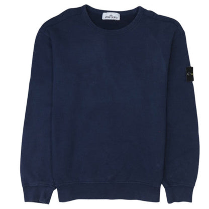 Stone Island Men's Blue Cotton Crew Neck Pullover Sweatshirt M